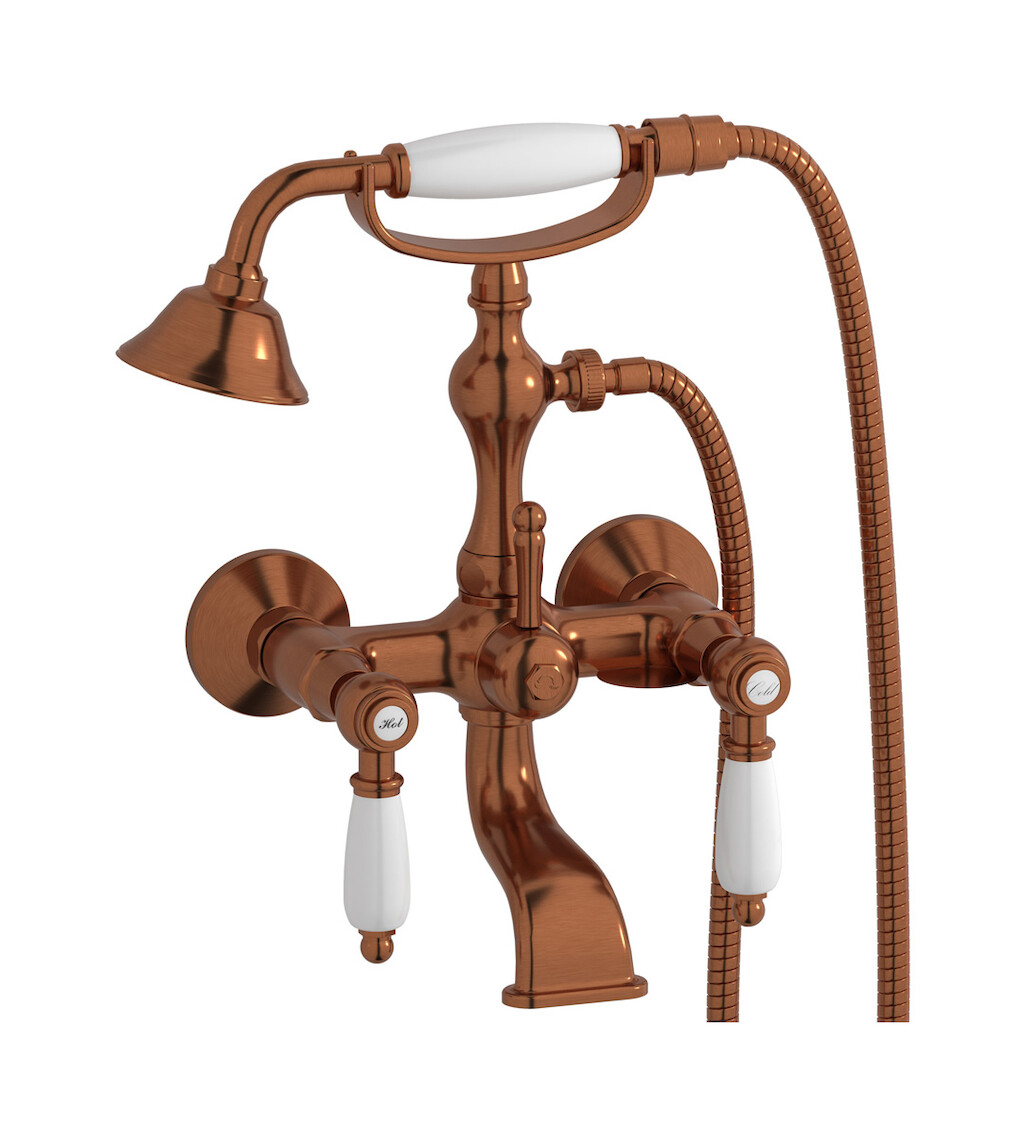 Настенный смеситель для ванной в комплекте с душевым гарнитуром WE ARE IB hl250rr_2 Antique Copper Hermes