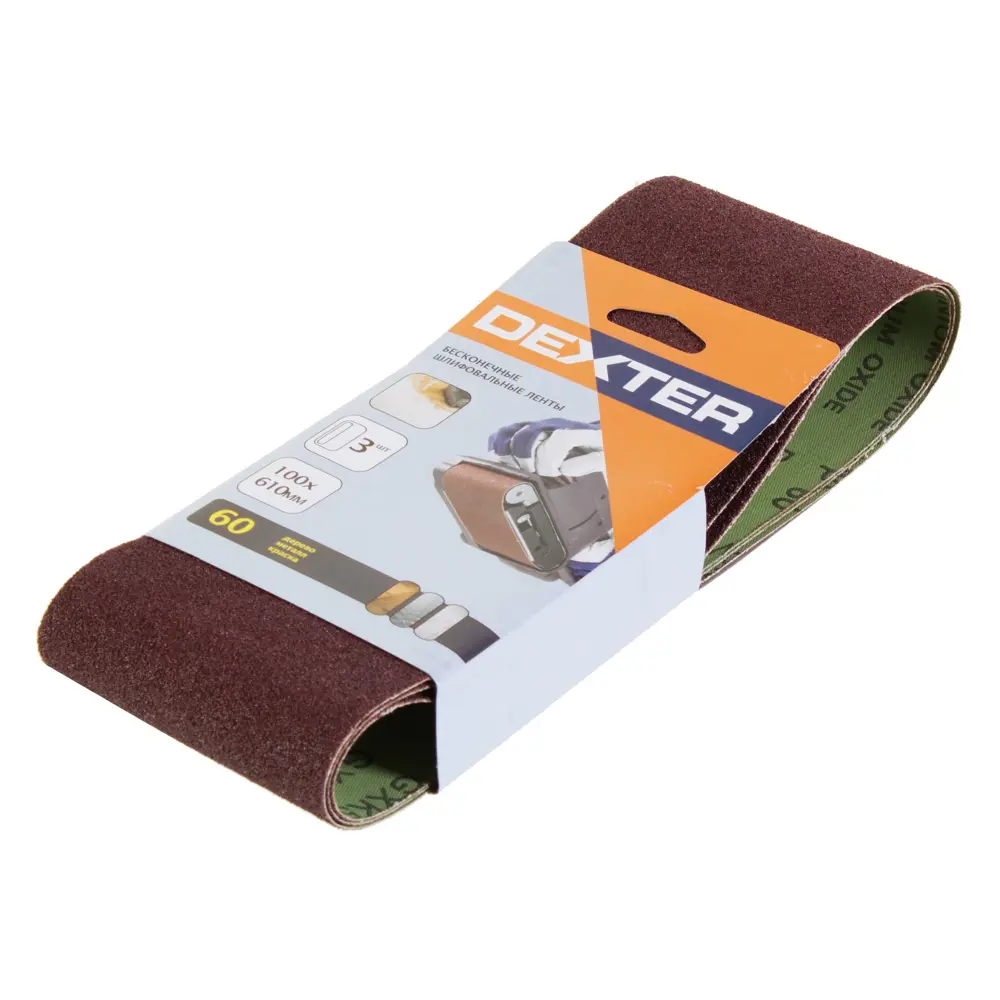 Лента шлифовальная Dexter P60, 100х610 мм, 3шт STLM-2168626