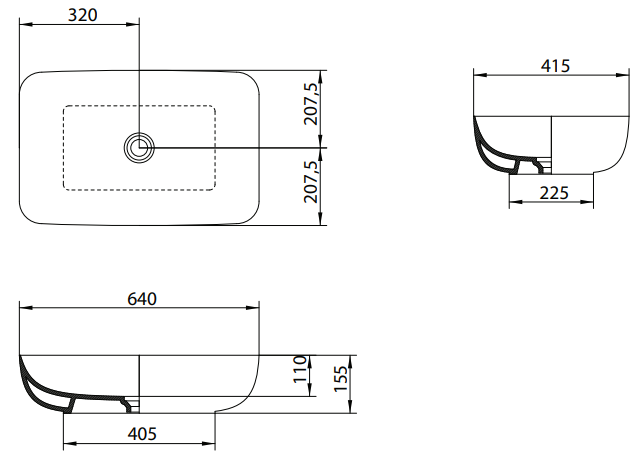 L603T0R0V0.100 Накладная раковина прямоугольная A. e T. Italia ELITE Белый глянцевый AeT ITALIA - Вид №1