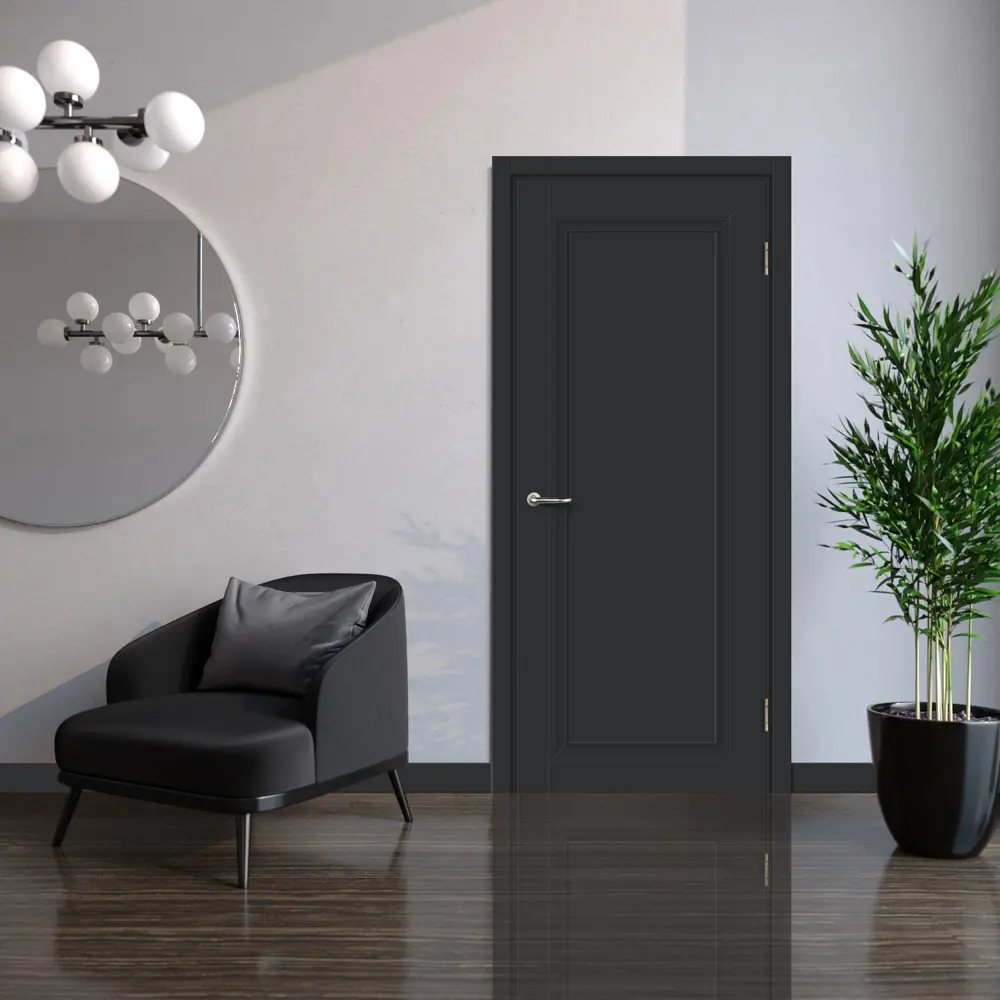 Дверь межкомнатная глухая Нобиле 90x200 см Hardflex цвет антрацит с замком МАРИО РИОЛИ STLM-2202390 - Вид №5