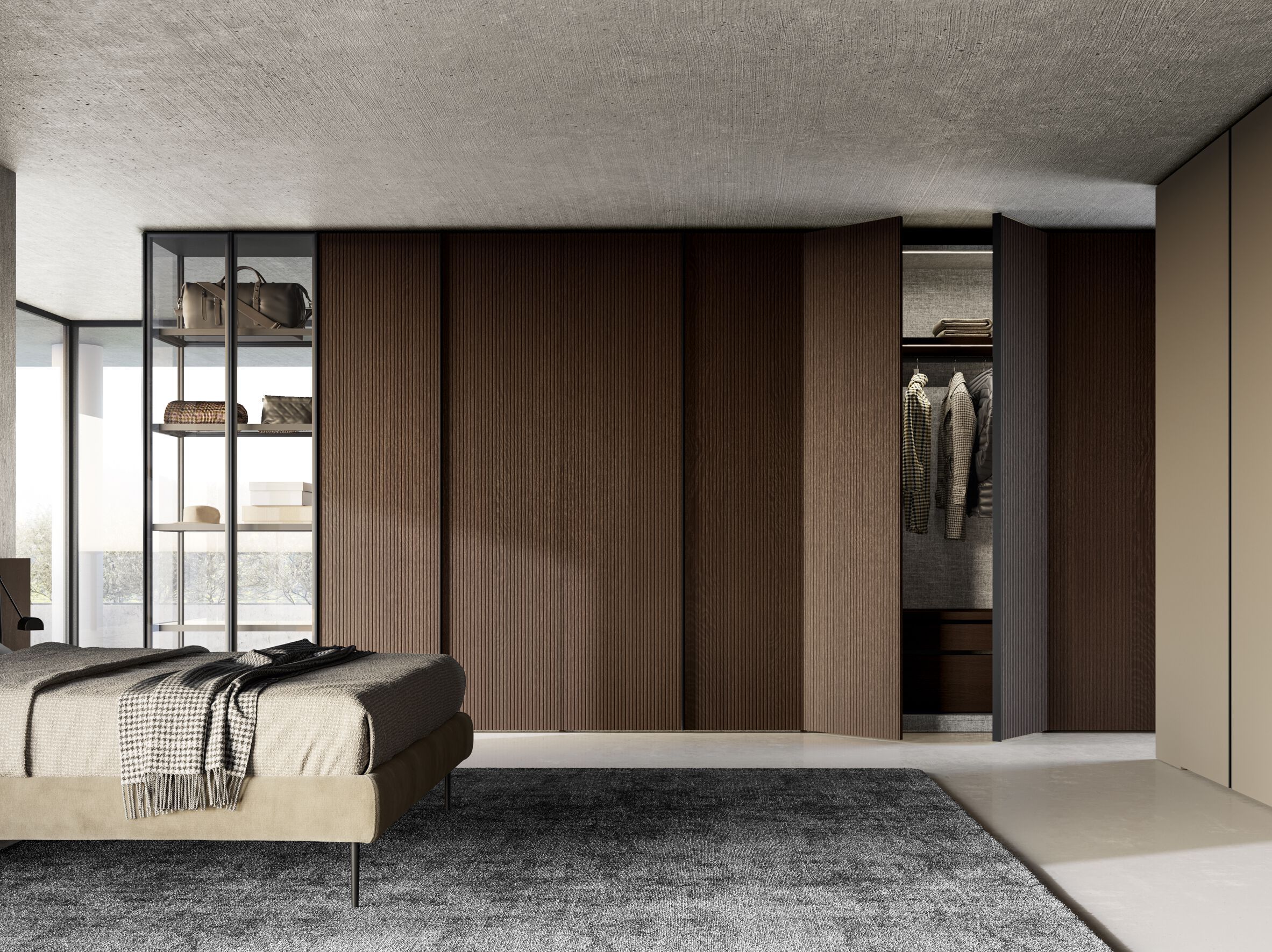 Секционный шкаф с распашной дверью из каннете и металлической ручкой Dall'Agnese Wardrobe Collection ARCH-00067358