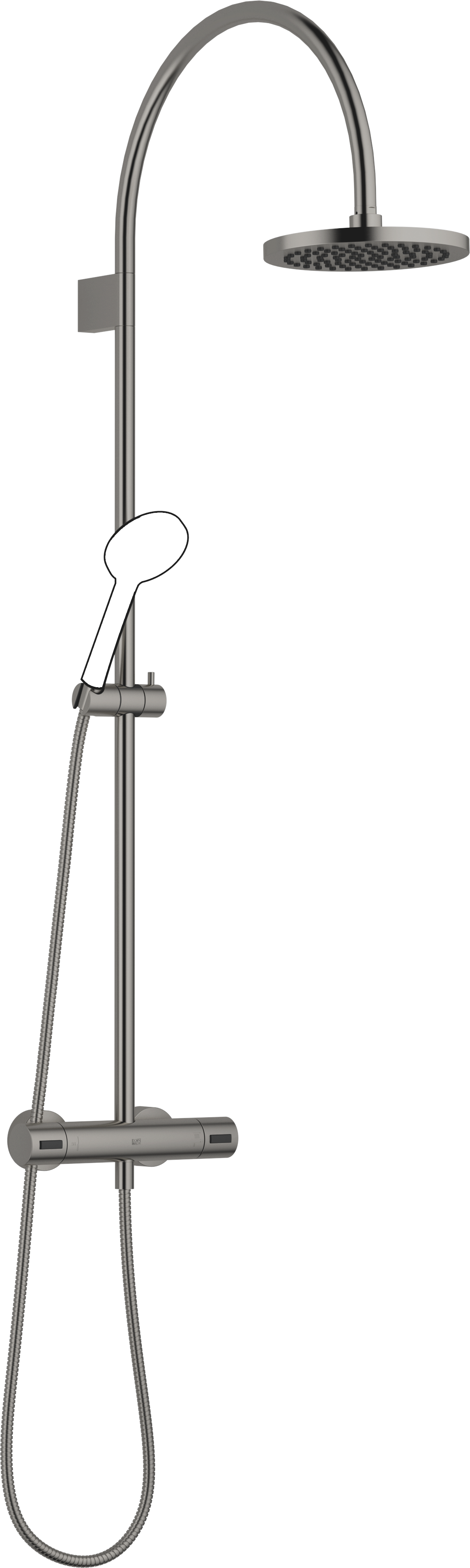 Душевая трубка с термостатом для душа без ручного душа FlowReduce 220 мм - матовая темная платина