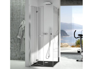 Алюминиевая и стеклянная угловая душевая кабина с раздвижной дверью