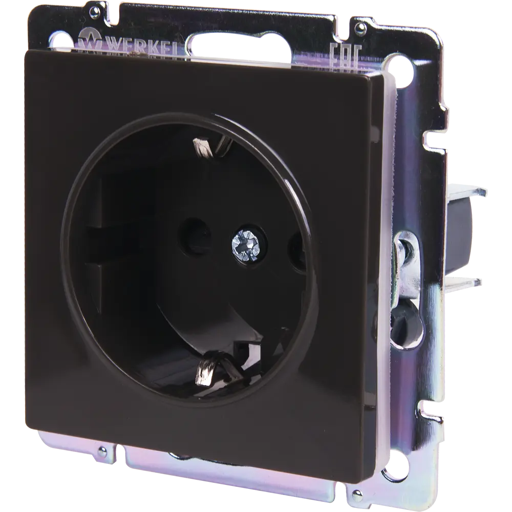 Розетка встраиваемая Werkel с заземлением, со шторками, цвет серо-коричневый STLM-2025756 - Вид №2