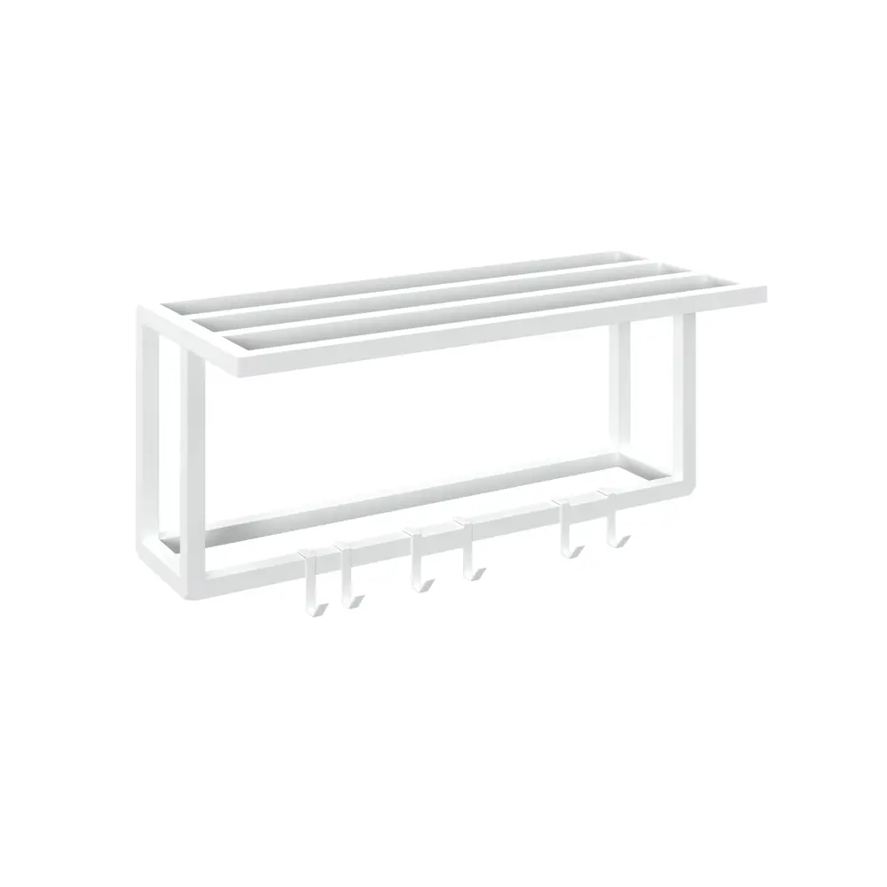 Santreyd Настенная полка с крючками для ванной и прихожей 89373395 Белый муар STLM-1089336