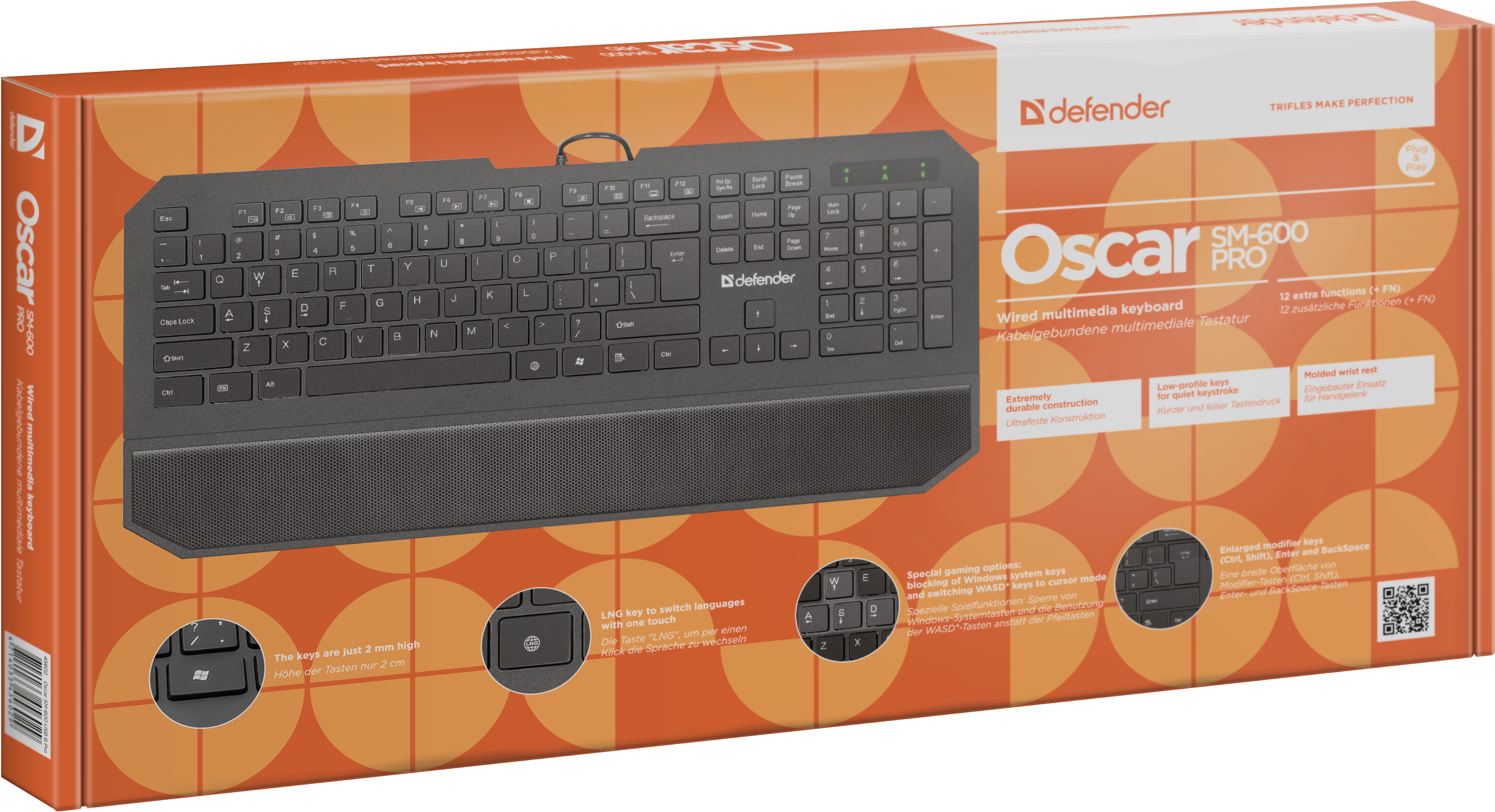 45602 проводная клавиатура oscar sm-600 pro ru,черный,полноразмерная usb Defender Santreyd  - Вид №2