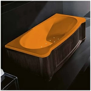 Ванна Gruppo treesse New Classic Young STA-V674C-DX-WV-OZ оранжевая с золотой фурнитурой с аэромассажем прямоугольная правая дерево венге