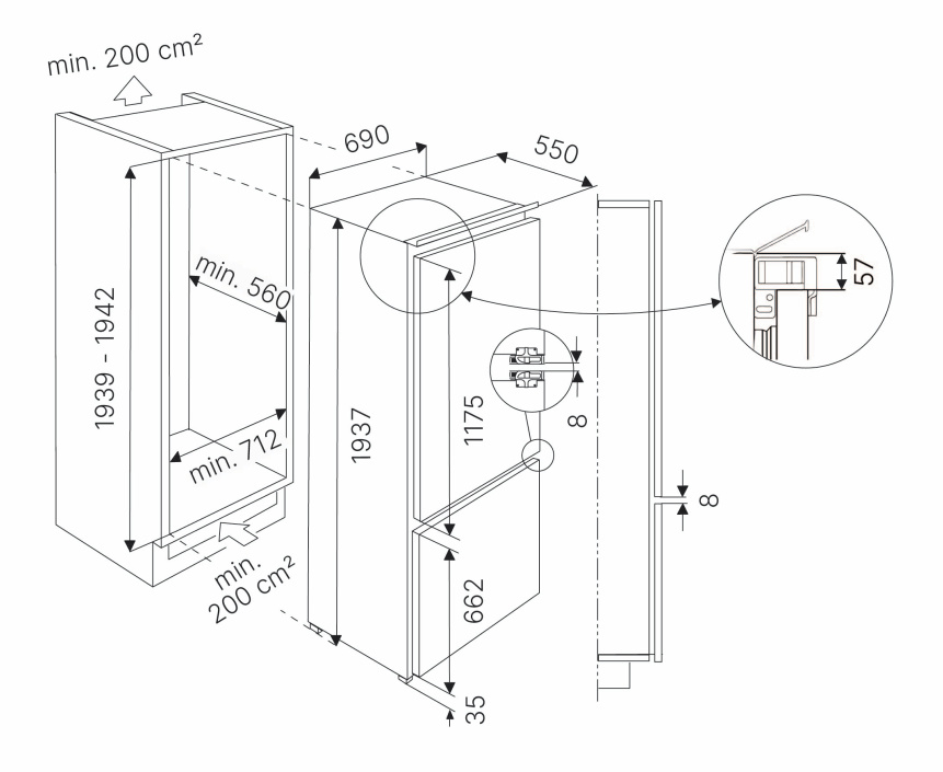 9255898 Встраиваемый холодильник Kuppersbusch FKGF 9855.0I STDN-0110142 - Вид №1