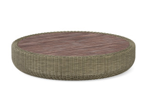 Плетеный круглый низкий садовый столик