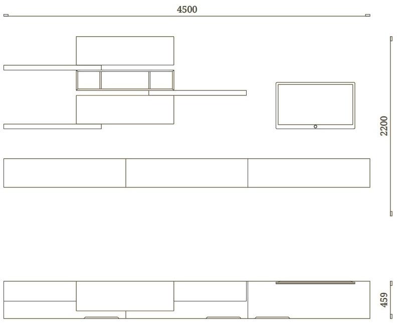 Febal Casa Стена с тумбой под телевизор, облицованная лакированным деревом sun-id-1465037 - Вид №6