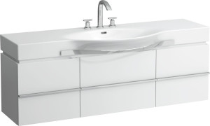 H4013520755191 Шкафчик под раковину с сифоном, экономящим пространство, для раковин 811706, 812706, 813706, 814706, 2 выдвижных ящика с 2 дверцами, 2 стеклянные полки LAUFEN PRO