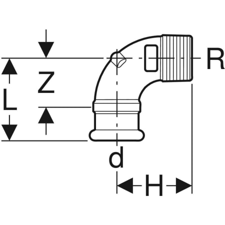 63885 Переходной угольник Geberit Mapress из меди 90°, с наружной резьбой Geberit  - Вид №2