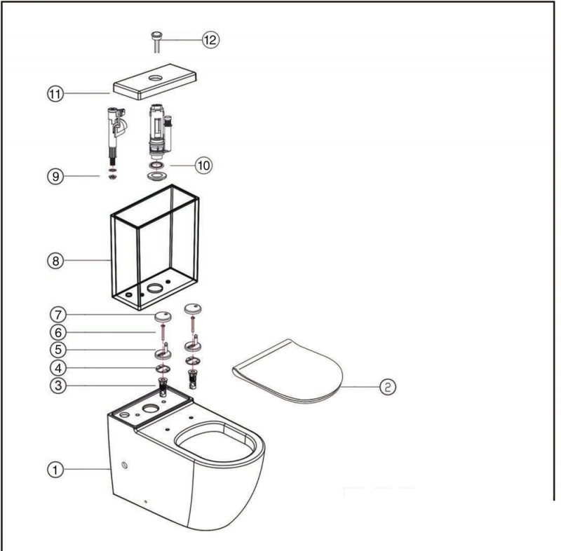 CX01008UW Компакт унитаз с бачком Белый Bravat Gina Турция - Вид №2