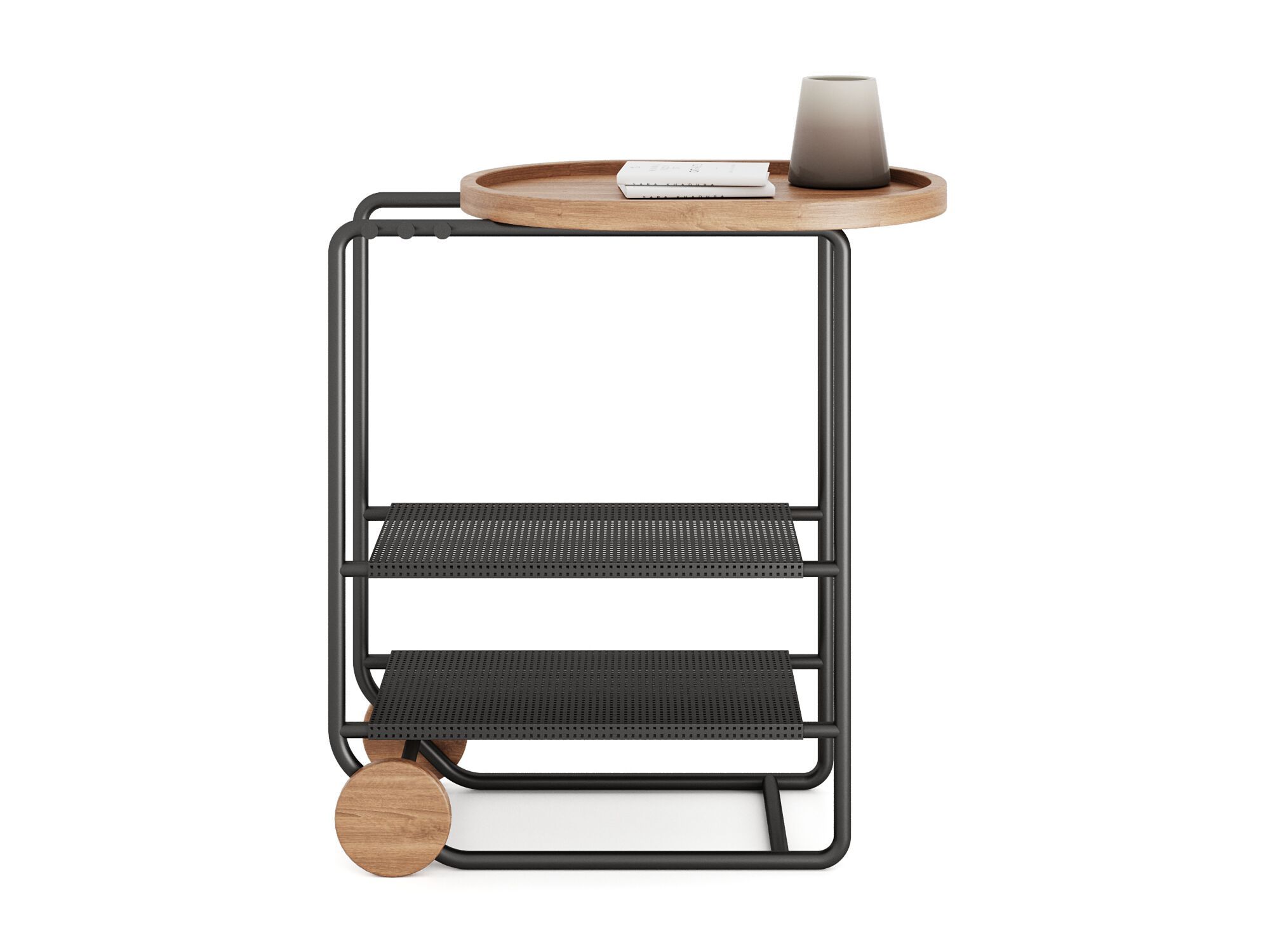 Высокий контрактный металлический журнальный столик с ясенем и колесами Shishka Project One ARCH-00122778 - Вид №3