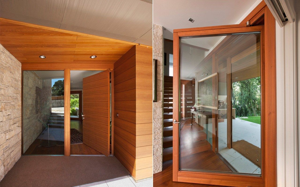 Наружная деревянная теплоизоляционная входная дверь со стеклянными панелями Capoferri Serramenti SC80-100 ARCH-00057915 - Вид №2