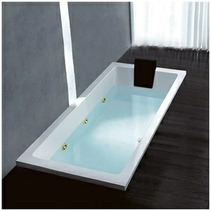 Ванна Gruppo treesse Quadra 170 V072B-DX-GD белая с золотой фурнитурой гидромассажем и дезинфекцией прямоугольная встроенная правая