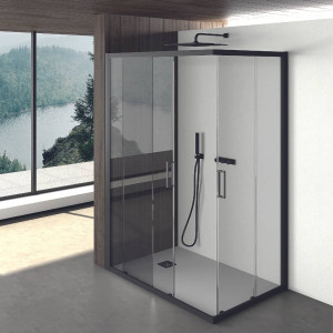 Алюминиевая и стеклянная угловая душевая кабина с раздвижной дверью