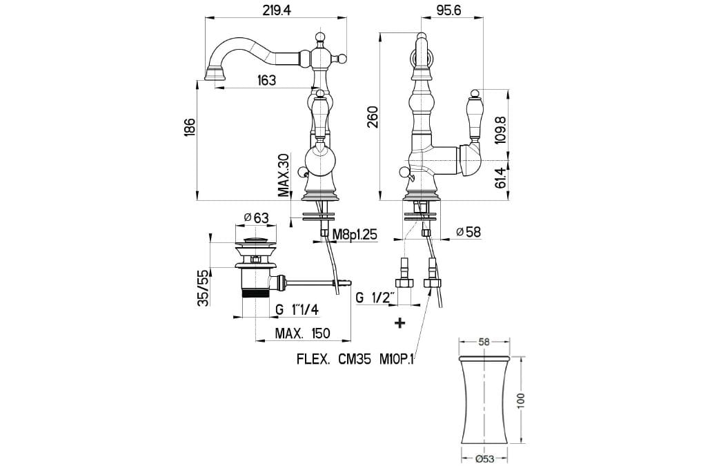 Однорычажный высокий смеситель для раковины Gaia Mobili Complements ARCH-00149440 - Вид №2