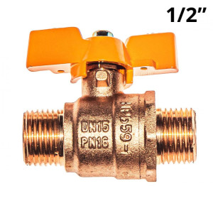 21070 Кран шаровой под газ н/н 1/2" бабочка, медь LAB.Space