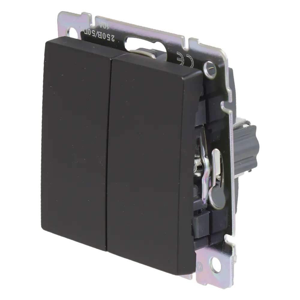 Выключатель Werkel двухклавишный встраиваемый, матовый черный 17784059 Встраиваемые механизмы STLM-1529185 - Вид №2