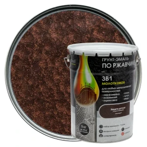 Грунт эмаль по ржавчине 3 в 1 гладкая Dali Special молотковая цвет шоколадный 5 кг