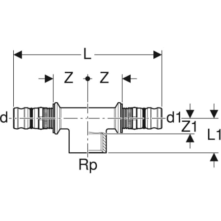 606.362.00.5 Тройник с внутренней резьбой Geberit Mepla Geberit  - Вид №2