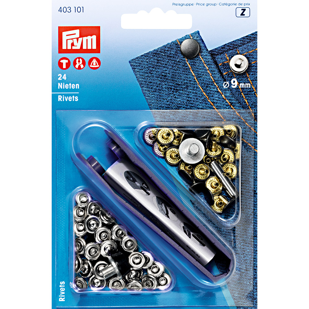403101 Клепки d 9 мм 24 шт серебристый / состаренное железо PRYM 