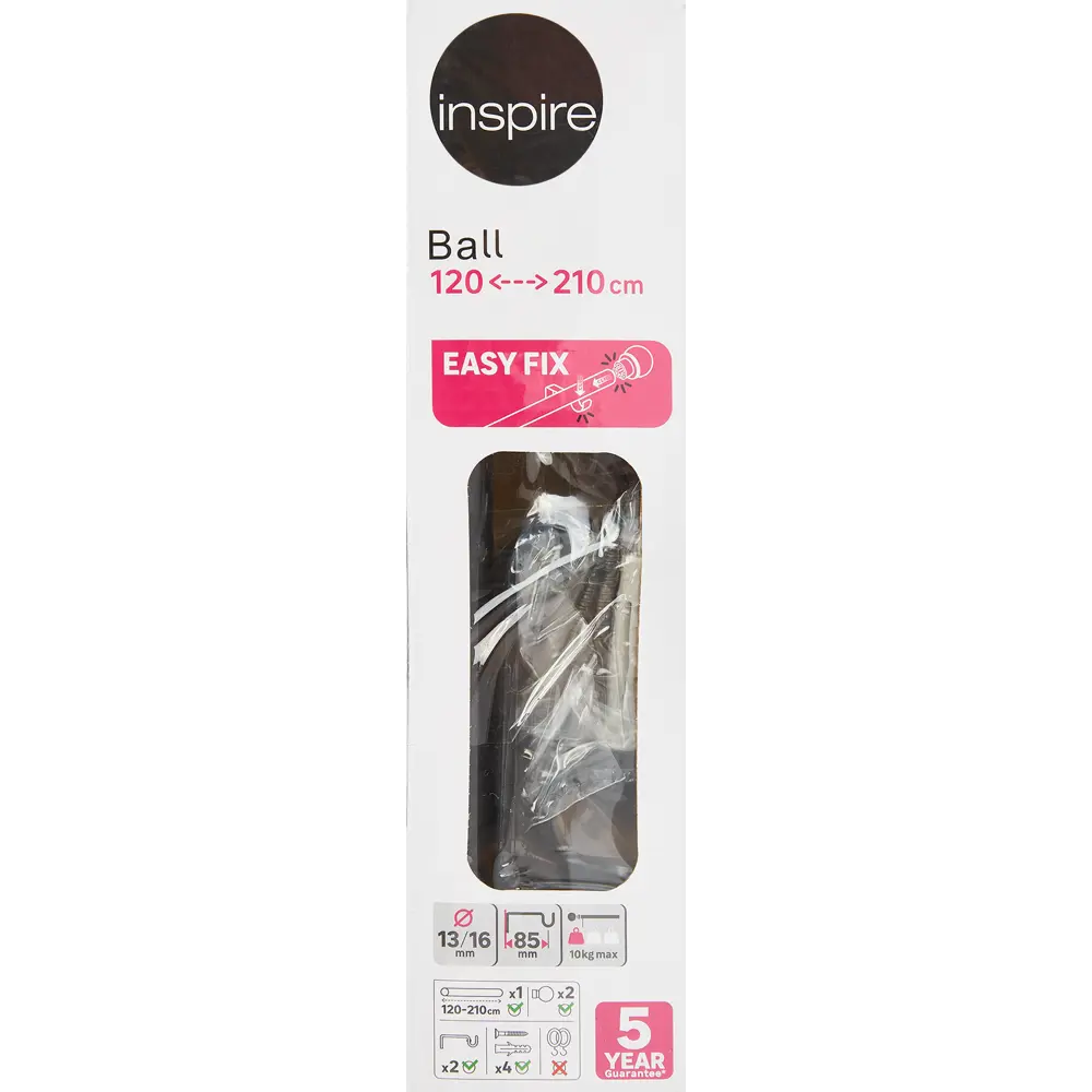INSPIRE Карниз настенный Шар для штор 120-210 см черный 84407270 STLM-0049462 - Вид №5