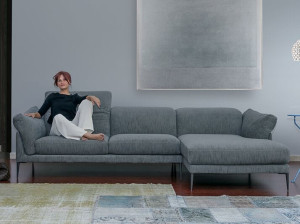 Съемный тканевый диван с полуостровом