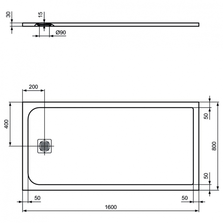 K8276FR Душевой поддон 160х80 см Ideal Standard ULTRAFLAT S  - Вид №2