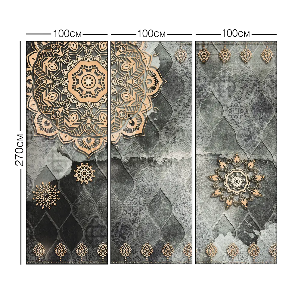 Фотообои Арабеска гранж флизелиновые, 300x270 см, L13-209 FBRUSH 3D FLIZART STLM-2006488 - Вид №3