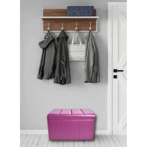 91938343 Банкетка Pema Kids Полоса 59.50x39x38.50 см 1 полка искусственная кожа цвет фиолетовый STLM-1475918