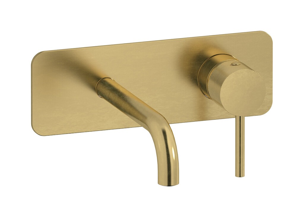 Встроенный в стену смеситель для раковины на 2 отверстия в комплекте с донным клапаном. WE ARE IB id206on Natural Brass Industria