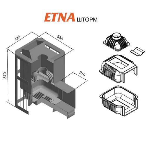 Печь для бани Этна Шторм 18 (ДТ-4С) с закрытой каменкой 4668 - Вид №1