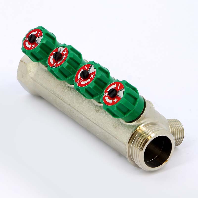 Коллектор НВ 1" с вентилями никелированный TIEMME 4 выхода 1/2"Н 36мм 1840004 - Вид №1