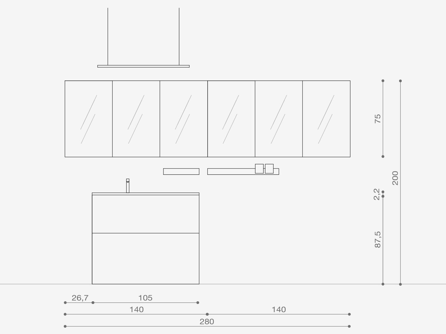 Умывальник с ящиками ARCOM Wind ARCH-00057072 - Вид №1