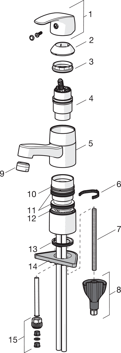 Oras 1015 Смеситель для умывальника 1015 Safira Хром  - Вид №4
