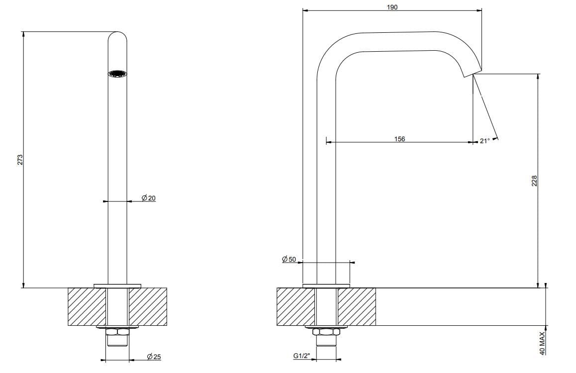 Дозирующий носик из нержавеющей стали для столешницы для умывальника Gessi мелки 316 ARCH-00069660 - Вид №3