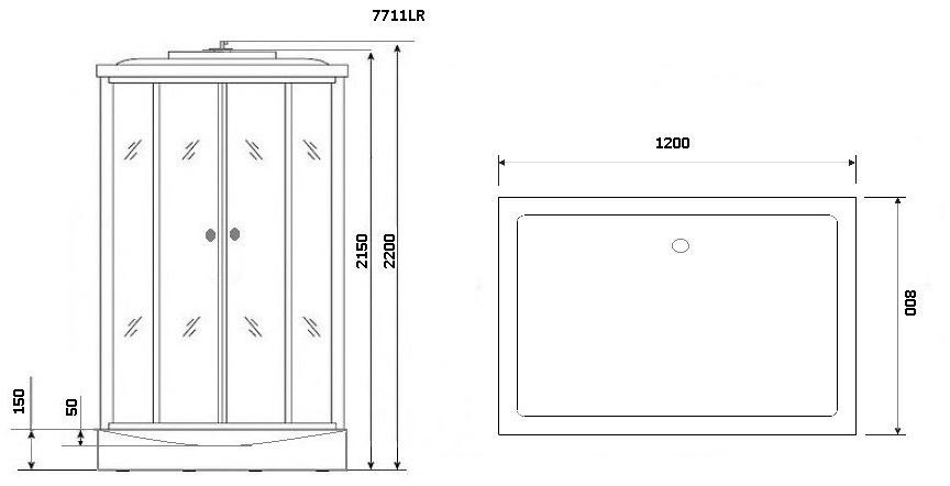 Душевая кабина NG-7711GR (900x1200х2150) низкий поддон стенки ЗОЛОТО Niagara Luxe - Вид №5