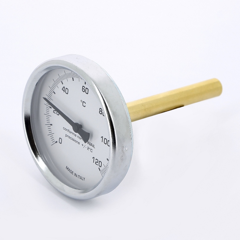 Термометр биметаллический 80мм с погружной гильзой EMMETI 120 град.C гильза 100мм 00611812 - Вид №2