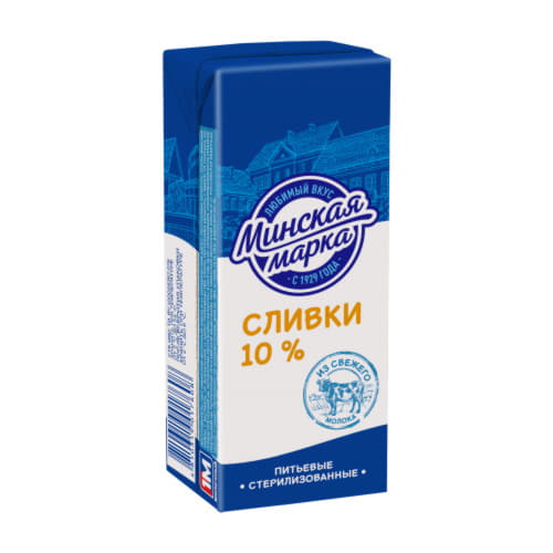 Сливки 10% стерилизованные Минская марка 200 г БЗМЖ Santreyd 21170 - Вид №1