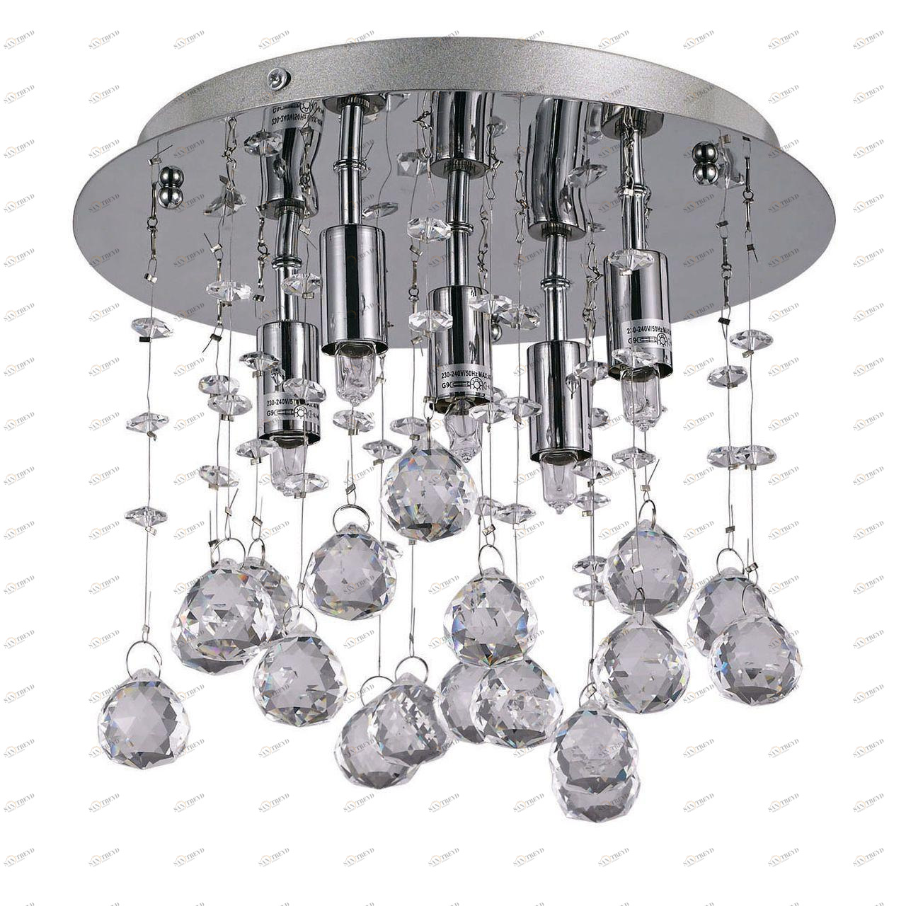 Потолочный светильник Ideal Lux Moonlight PL5 Cromo IDEAL LUX КАСКАДНЫЕ 074029 Прозрачный;хром 
