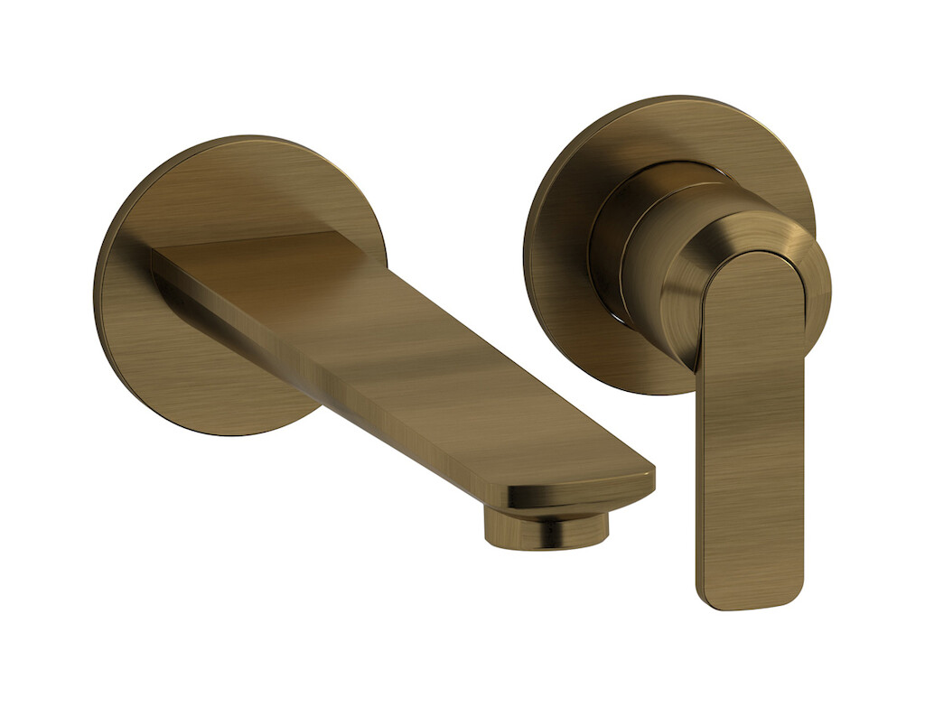 Встроенный в стену смеситель для раковины на 2 отверстия в комплекте с донным клапаном WE ARE IB c6406mb Modern Bronze C-67