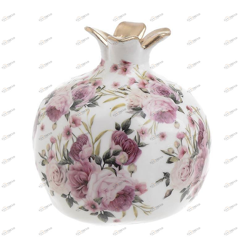 Статуэтка керамическая белая "Гранат" TO4ROOMS РАСТЕНИЯ 00-3893244 Белый;розовый 