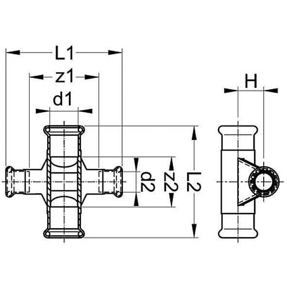 181812215 SANHA 8181 распределитель потоков в двух плоскостях 22x15 мм  - Вид №1
