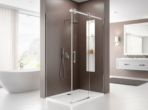 Стеклянная угловая душевая кабина с раздвижной дверью
