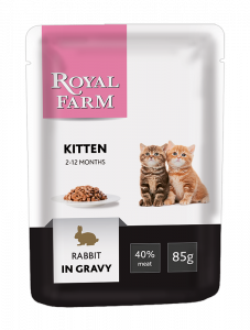 ПР0043288 Корм для котят кролик в соусе пауч 85г ROYAL FARM