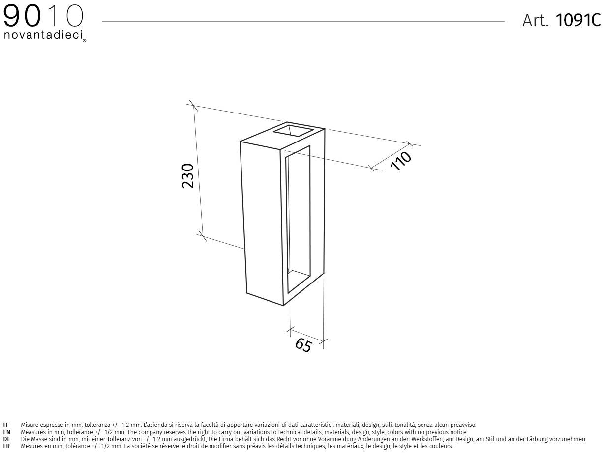 9010 novantadieci Настенный светильник для улицы Led из бетали®  1091c  - Вид №3