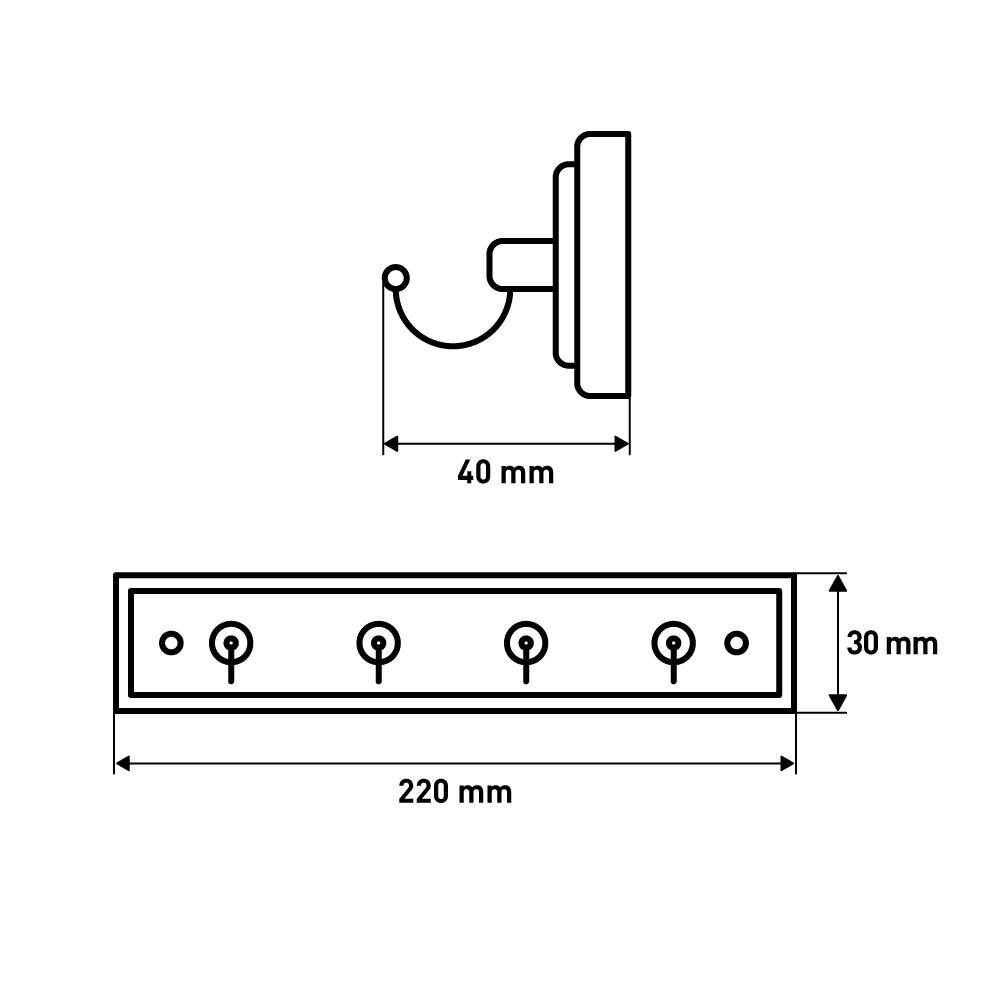 Вешалка-ключница , 220x40x30 мм, темная сосна LJPS0014 Public Steel Россия  - Вид №5