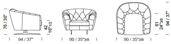 Borzalino Стеганое кожаное кресло с подлокотниками New kap sun-id-1357140 - Вид №1